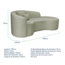 Ver imagem 3 de Recamier Curvo Orgânico 180cm 3 Lugares Lado Direito para Sala de Estar Bouclé Londres Verde Oliva
