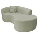 Ver imagem 6 de Recamier Curvo Orgânico 180cm 3 Lugares Lado Direito para Sala de Estar Bouclé Londres Verde Oliva