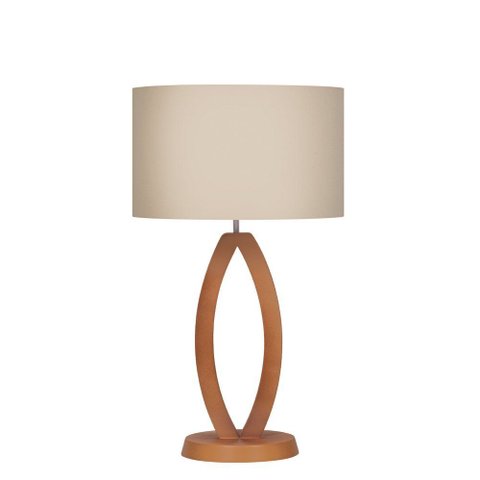 Abajur Ar Art. para Decoração Imbuia Cup Tec Bege Ref 436 E27 Bivolt