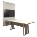 Ver imagem 3 de Conjunto Escritório Mesa 2,00m Pé Metal e Painel P/ Tv Cz F5 Cor:cinza