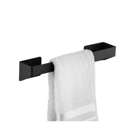 Porta Toalha Preto Fosco 30cm Banheiro Toalheiro Alumínio