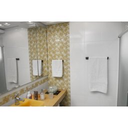 Porta Toalha Preto Fosco 30cm Banheiro Toalheiro Alumínio - 3