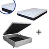 Cama Box Baú Casal Colchão Molas Bonnel + Box Suede Cinza - 1
