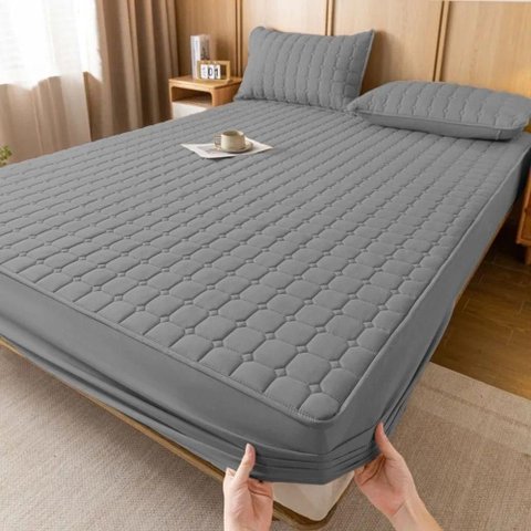 Capa de Colchão Impermeável Box Oem Poliéster para Solteiro Casal Queen King 1 Peça Cinza