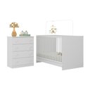Ver imagem 2 de Berço 3 em 1 para Colchão 130x60cm com Cômoda 4 Gavetas Brisa Multimóveis Mp4743 Branco