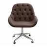 Cadeira Escritório Giratória Lua Capitonê Poltrona com Rodinhas Home Office - Veludo Marrom - 2