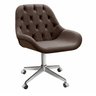 Cadeira Escritório Giratória Lua Capitonê Poltrona com Rodinhas Home Office - Veludo Marrom - 1