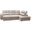 Ver imagem 2 de Sofá 3 Lugares Retrátil Reclinável Chaise Direito 258cm Bergen F04 Veludo Bege - Lyam Decor