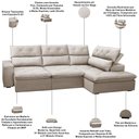 Ver imagem 3 de Sofá 3 Lugares Retrátil Reclinável Chaise Direito 258cm Bergen F04 Veludo Bege - Lyam Decor