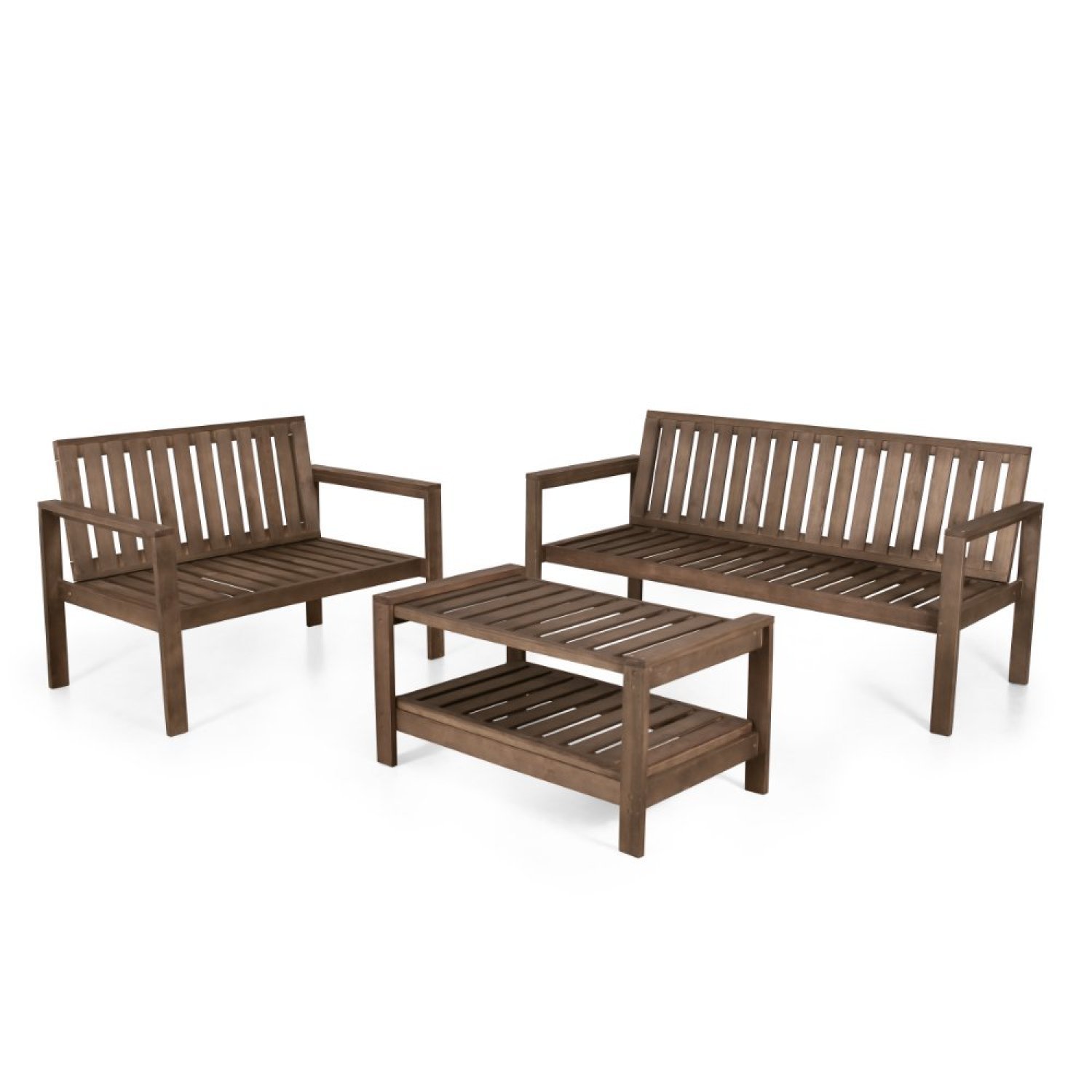 Conjunto Bancos 2 e 3 Lugares com Mesa Apoio Madeira Maciça Yescasa - 2