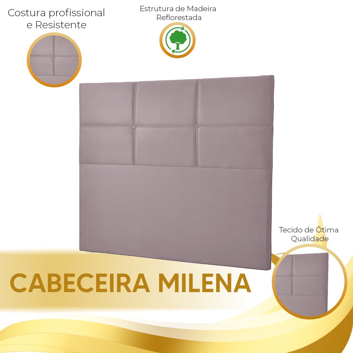 Cabeceira Estofada Milena 1,40 Casal Veludo Speciale Home - 6