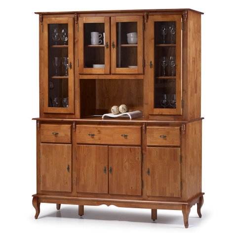 Cristaleira Arca Oratório Madeira Maciça 8 Portas e Pés Luiz XV 60634 Linz Móveis - Imbuia Glazer