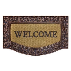 Capacho para Entrada Fibra de Côco Welcome 45cmx75cm Kapazi