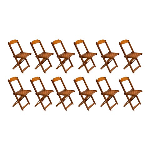 Kit 12 Cadeiras de Madeira Dobravel Mel