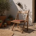 Ver imagem 2 de Cadeira Dobrável em Madeira Rústica Cor Castanho com Assento Estofado e Encosto Anatômico Preebel Co