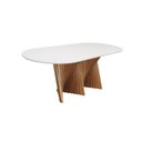 Ver imagem 1 de Mesa de Jantar Dubai Base em Madeira Maciça Tampo Oblongo - Tampo 160x90cm Branco/vidro Off-white