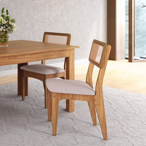 Kit 2 Cadeiras com 100% Mdf Freijó/bege Claro J20 - Dalla Costa