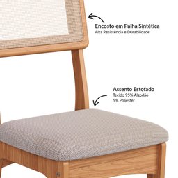 Kit 2 Cadeiras com 100% Mdf Freijó/bege Claro J20 - Dalla Costa - 3