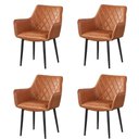 Ver imagem 1 de Kit 4 Cadeiras com Braços Marrakesh Fratini Estofado Matelassê (pu) Caramelo Base Aço Carbono