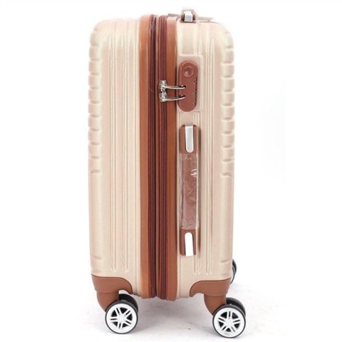 Mala de Viagem Abs Rigido Grande Bege Cadeado Senha Giro 360