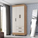 Ver imagem 1 de Guarda Roupa Solteiro com 3 Portas Vidigal Nature Off White
