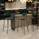 Ver imagem 2 de Kit 06 Banquetas Altas Sala De Jantar Estrutura Em Aço Milão F01 Couríssimo Verde Musgo - Lyam