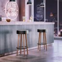 Ver imagem 3 de Banqueta Banco Alto Berlin Couro Preto Bar Cozinha Pés Madeira Ms Decor