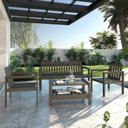 Ver imagem 1 de Conjunto Poltronas Banco 3 Lugares e Mesa Madeira Maciça Yescasa