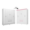 Ver imagem 3 de Guarda Roupa Roupeiro Solteiro 62920 06 Portas 02 Gavetas Flash II Branco Rosa Flex Demóbile