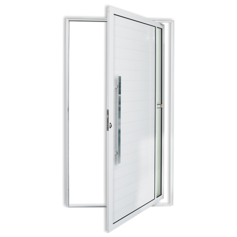 Porta Pivotante Alumínio Lambril Visione c/Puxador e.Branco 120 Brimak