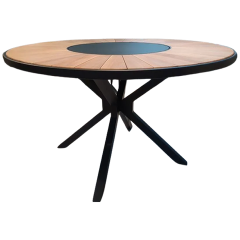 Mesa de Jantar Redonda 1,80m Madeira 8 Lugares Centro Giratório