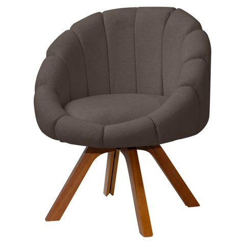 Poltrona Decorativa Orgânica Flora Base Giratória Bouclê - Sofa Store:bouclê Marrom