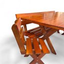 Ver imagem 7 de Conjunto Mesa de Madeira Maciça Rústica para Churrasco e 4 Bancos Marrom/Mel