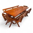 Ver mais imagens de Conjunto Mesa de Madeira Maciça Rústica para Churrasco e 4 Bancos Marrom/Mel