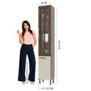 Ver imagem 4 de Paneleiro Simples Modulado com Vidro Fidelitá Lisboa 35cm 2 Portas Noce/Off-White