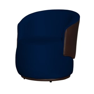 Poltrona Decorativa Redonda Bia Composê Veludo com Corino Cor:marinho