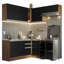 Ver imagem 3 de Armário de Cozinha Completa de Canto 349cm Rustic/Preto Glamy Madesa 07