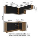 Ver imagem 4 de Armário de Cozinha Completa de Canto 349cm Rustic/Preto Glamy Madesa 07