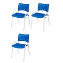 Ver imagem 2 de Cadeira Iso Base Branco Igreja, Escola, Escritório - Azul Kit 3 Peças