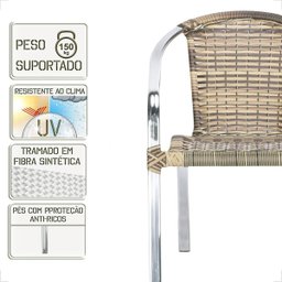 6 Cadeira Maresia Aluminio Polido Fibra Sintetica Tr. Simples - Capuccino - 4
