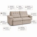 Ver imagem 4 de Sofá Retrátil Premium 2,30m Molas Ensacadas Veludo Bege Conforto Superior Máximo