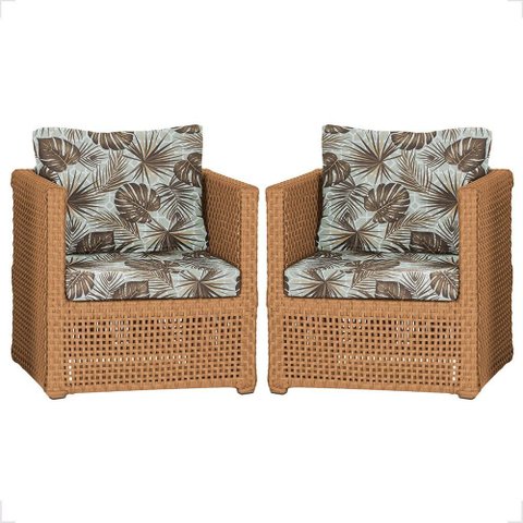 2 Poltronas Madri Alumínio Corda Náutica Estofado 6 Trama Original