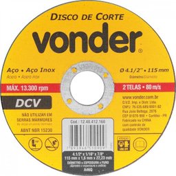 Disco de corte 1150 mm x 16 mm x 2223 mm DCV Vonder - 1