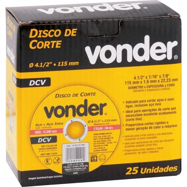 Disco de corte 1150 mm x 16 mm x 2223 mm DCV Vonder - 2