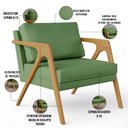 Ver imagem 4 de Poltrona Decorativa Sala De Estar Pietra Com Estrutura Madeira L02 Facto Verde Musgo - Lyam Decor