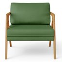 Ver imagem 3 de Poltrona Decorativa Sala De Estar Pietra Com Estrutura Madeira L02 Facto Verde Musgo - Lyam Decor