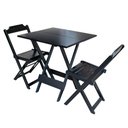 Ver imagem 4 de Kit 4 Jogos de Mesa Dobravel com 2 Cadeiras de Madeira 70x70 - Preto