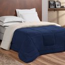 Ver imagem 1 de Coberdrom Casal Queen Dupla Face Sherpa com Manta Felpuda Marinho.