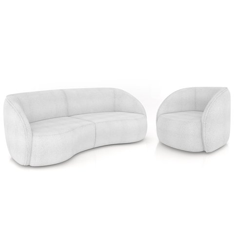 Sofá 4 Lugares Orgânico 318cm e Poltrona Zion M22 Linho Branco - Mpozenato