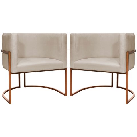 Kit 2 Poltronas para Sala de Recepção Luna Suede Cores Base de Ferro Bronze